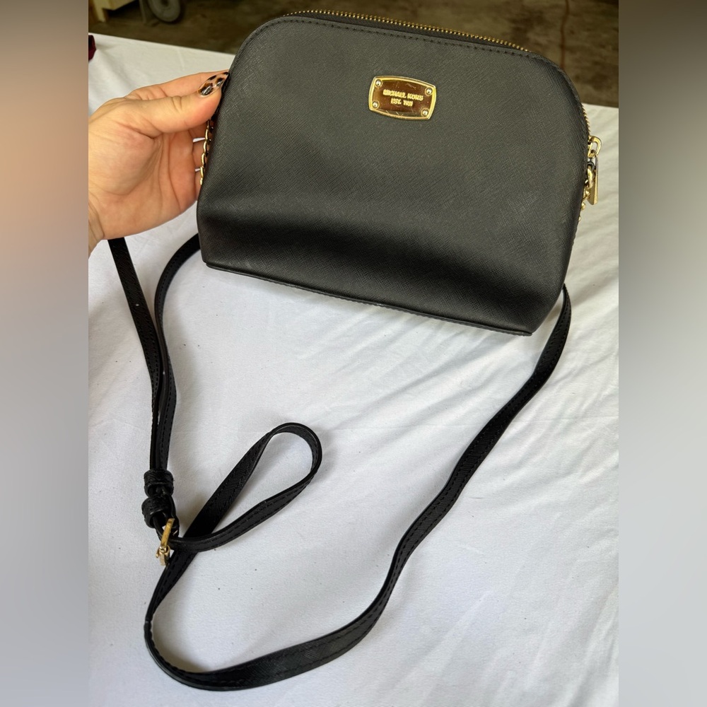 Michael Kors Black Saffiano Crossbody with Gold Hardware